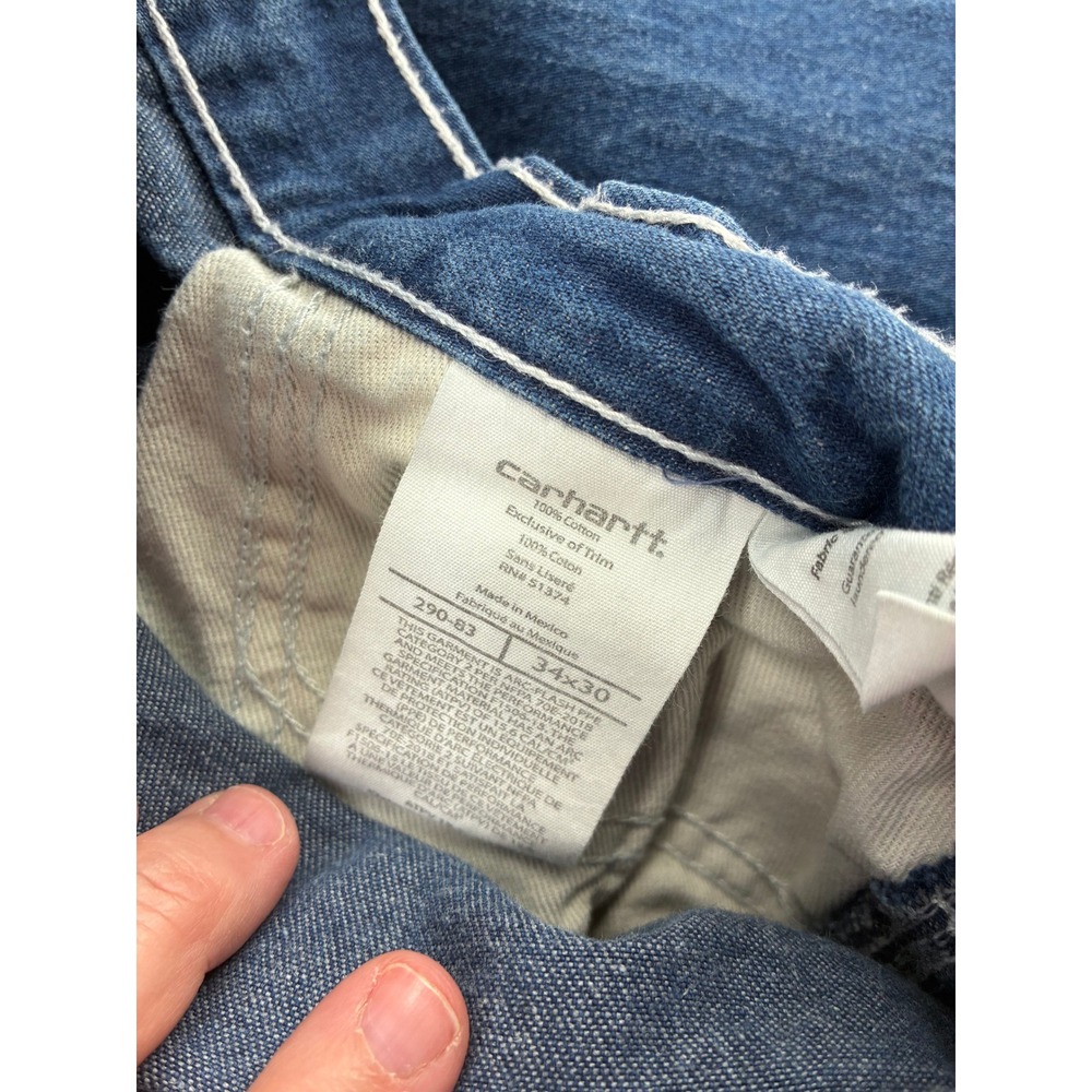 Carhartt FR Jeans Mens 34x30 Work Pants Blue Flame Resistant CAT 2 NFPA - Picture 4 of 13